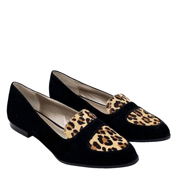 Alfani Step N Flex Zanta2 Womens Loafers 9.5 M Leather Suede Calf Hair Leopard - Picture 1 of 15